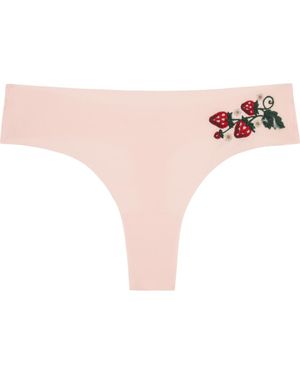 Uwila Warrior Soft Seamless Thong With Embroidery - Pink
