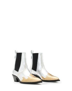 AllSaints Denver Studded Western Chelsea Boot - White