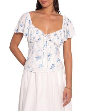 Petal & Pup Laeriel Ditsy Floral Flutter Sleeve Top - White