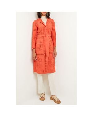 Misook Eyelet Embroidery Topper Jacket - Red