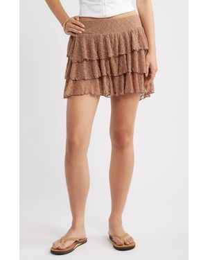 BP. Lace Tiered Mini Skort - Brown