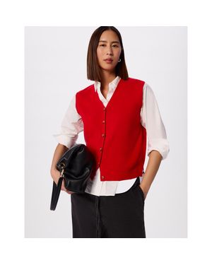 Whistles V-Neck Button Front Knit Tank - Red