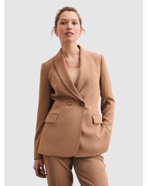 The Fold Double-Breasted Tailored Blazer - Natural