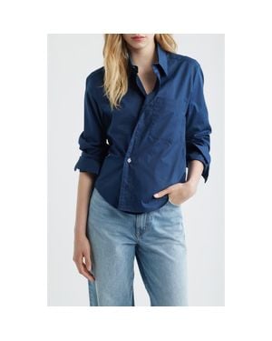 CISSA Relaxed Button-Up Wrap Shirt - Blue