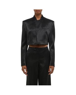 Helmut Lang Crop Satin Blazer - Black