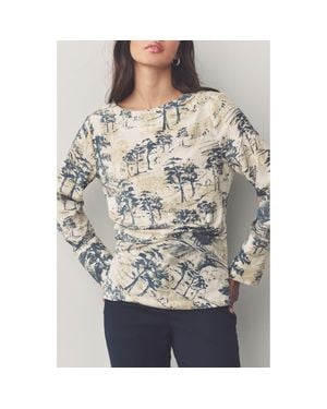Next Tree Print Long Sleeve Ruched Detail Blouse - Gray