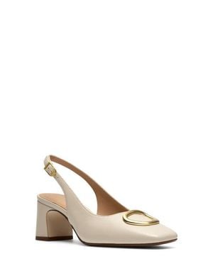 Clarks Fernie Square Toe Slingback Pump - Natural