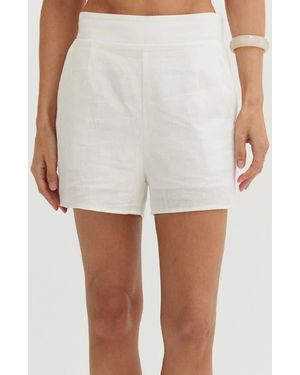 Crescent Easy Wear Linen Blend Shorts - White