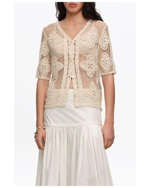 Bimba Y Lola Openwork Knit Cardigan - Natural