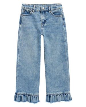 Tractr Kids' Ruffle Hem Wide Leg Jeans - Blue