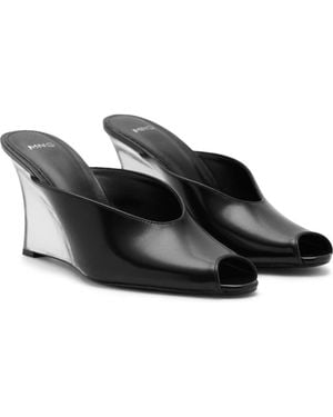 Mango Peep Toe Wedge Slide Sandal - Black