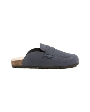 Celtic & Co. Sheep Lined Penny Loafer Clog - Blue