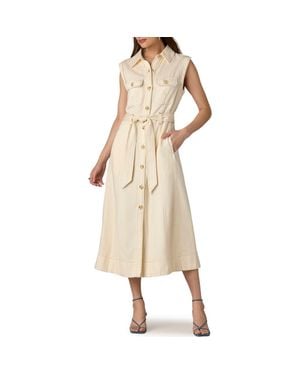 Wit & Wisdom Topstitch Sleeveless Midi Shirtdress - Natural