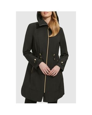 Cole Haan Travel Packable Hooded Rain Jacket - Black