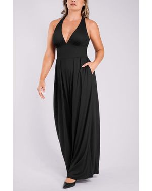 Shapellx Plunge Shaping Wide Leg Jumpsuit - Black