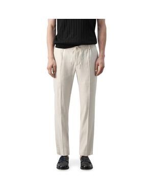 Mango Slim Fit Drawstring Linen Blend Pants - Black