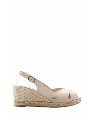 VISCATA Llansa Premium Fabrics Canvas Espadrille Sandal Wedges - White