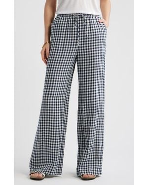 Caslon Easy Wide Leg Linen Pants - Gray
