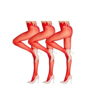 LECHERY 7-Pack Glossy Sheer Festival Tights - Red