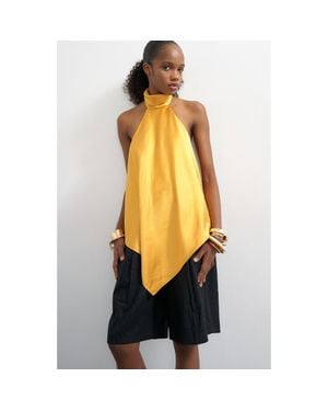 TOPSHOP Backless High Neck Halter Top - Yellow
