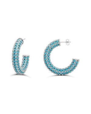 SHYMI Colored Crystal Pavé Hoop Earrings - Blue
