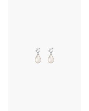 AUrate New York Lab Grown Sapphire Pearl Drop Earrings - White