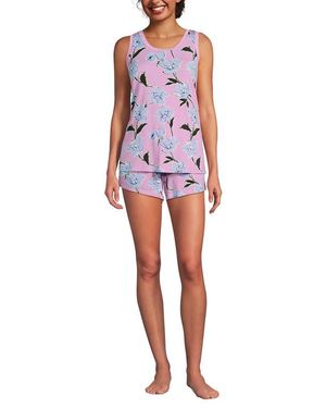 Lands' End Cooling 3 Piece Pajama Set - Red