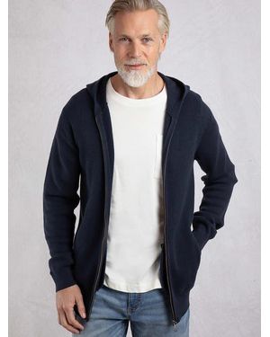 Weird Fish Samuel Knitted Full Zip Hooded Sweater - Blue