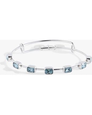 ALEX AND ANI March Birthstone Emerald Cut Bangle - White