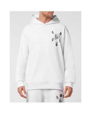 Philipp Plein Hoodie Sweatshirt Hexagon - White