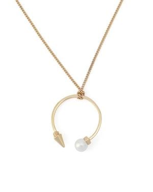 AllSaints Faux Pearl Spike Pendant Necklace - Metallic