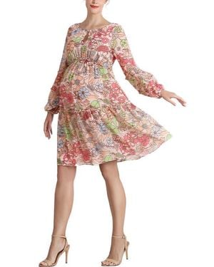Kimi + Kai Aiko Long Sleeve Maternity Babydoll Dress - Pink