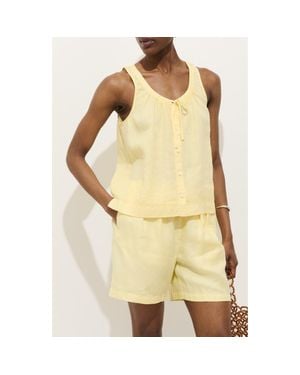 Alex Mill Sidney Sleeveless Linen Button-Up Top - Yellow