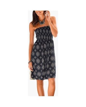Lascana Patterned Bandeau Dress - Black
