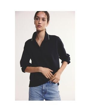 H&M Cotton-Blend Polo Shirt - Black