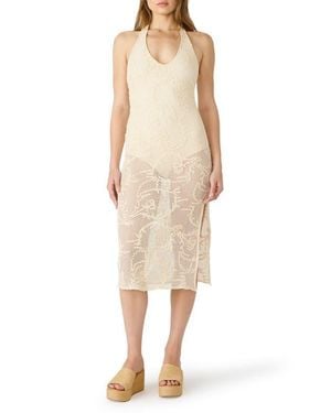 Steve Madden Ofelia Open Stitch Halter Dress - Natural