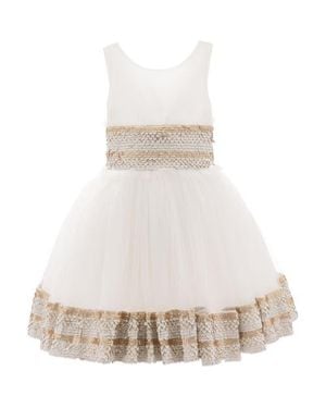 Tulle Lorelei Sequin Hem Dress - White