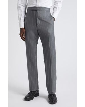 Thom Browne Fit 1 Stripe Backstrap Wool Pants - Gray