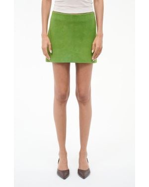 STAUD Crest Suede Miniskirt - Green