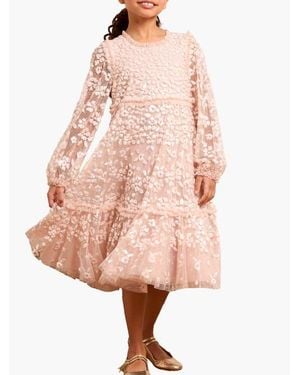 Needle & Thread Kid's Maeva Long Sleeve Kids Dress - Pink