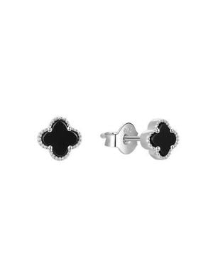 Donatello Gian Sterling Onyx Clover Earrings - Black