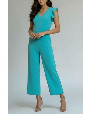 Rachel Roy Kate Ruffle Sleeve V-Neck Jumpsuit - Blue