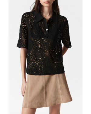 & Other Stories Paisley Wool & Cotton Polo - Black