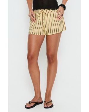 Princess Polly Abigayle Stripe Drawstring Shorts - Yellow