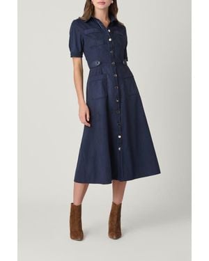 Shoshanna Suede And Leather Jenson Dress - Blue
