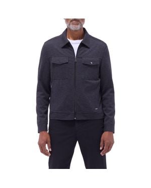 Bugatchi Soft Touch Zip Knit Shirt Jacket - Blue