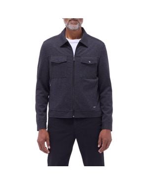 Bugatchi Soft Touch Zip Knit Shirt Jacket - Blue