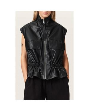 AllSaints Flor Zip-Up Leather Gilet - Black
