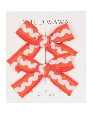 Wild Wawa Rickrack Clip Set - Red