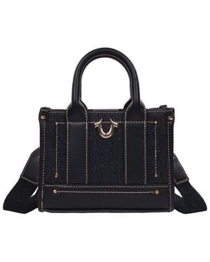TRUE RELIGION Denim Logo Strap Mini Tote - Black